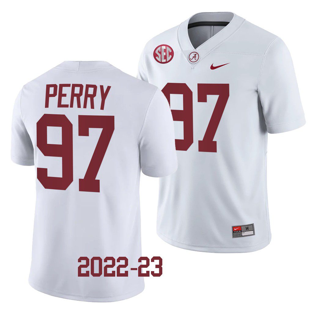 Men's Alabama Crimson Tide Khurtiss Perry #97 White 2022-23 NCAA College Football Jersey